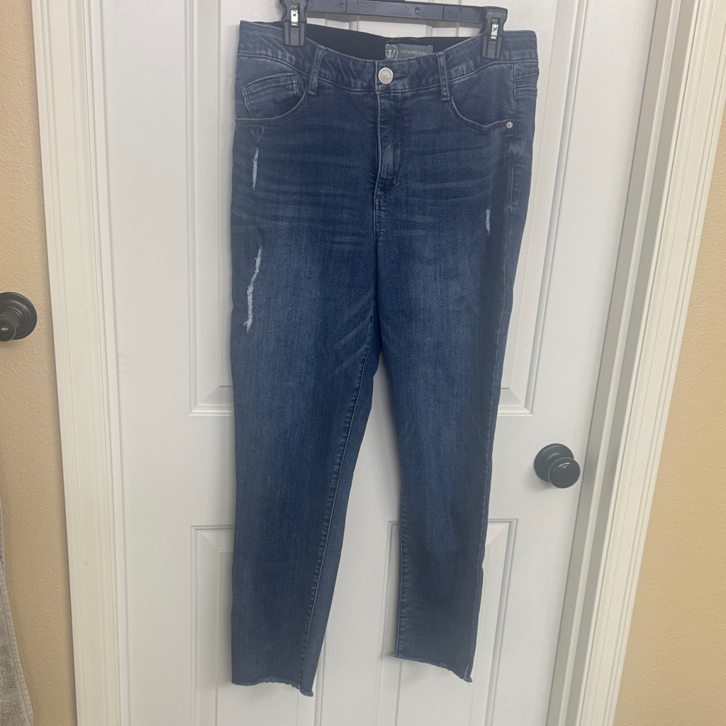 Wit & Wisdom Distressed Midnight Blue Ankle Crop Jeans